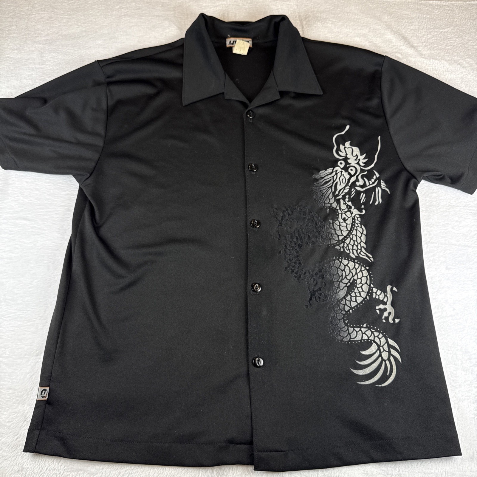 Vintage 90's Ymla Polyester Dragon Club Rave Shirt Y2k Men Medium
